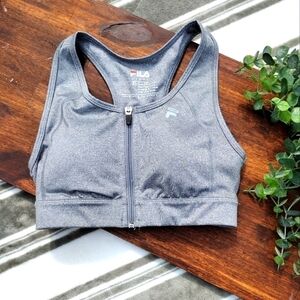 Fila XS sports bra zipper gray activewear extra small